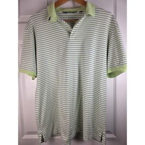 Ralph Lauren Polo Golf Shirt Mens L ProFit‎ Green Blue Striped 100% Pima Cotton